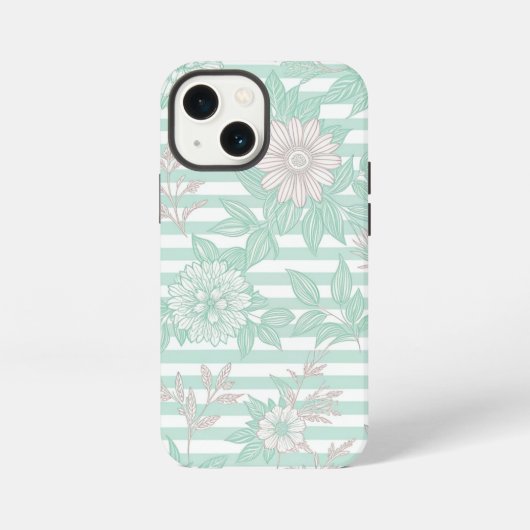 Blue Floral Minimalist iPhone Hülle (Rückseite)