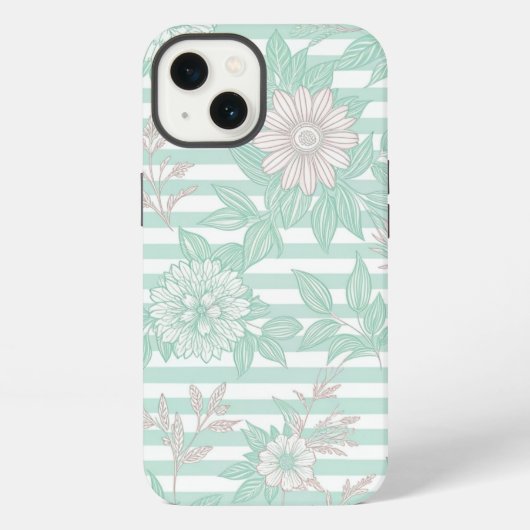 Blue Floral Minimalist iPhone Hülle (Rückseite)