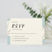 Blue Floral Minimalistisch Wedding RSVP (Stehend Vorderseite)