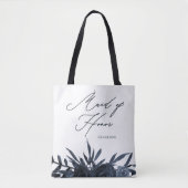 Blue Floral mit Trauzeugin Script Tasche (Vorderseite)