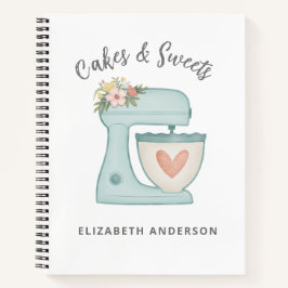 Blue Floral Mixer Bakery Koch Notebook Notizblock
