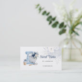 Blue Floral Mixer Business Card Visitenkarte (Stehend Vorderseite)