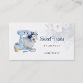 Blue Floral Mixer Business Card Visitenkarte (Vorderseite)