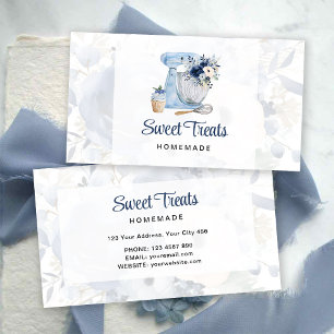 Blue Floral Mixer Business Card Visitenkarte