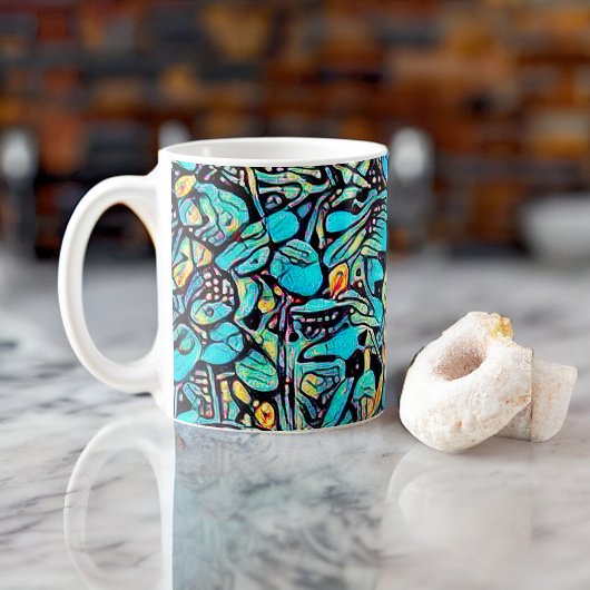 Blue Floral Modern Art Cup Kaffeetasse