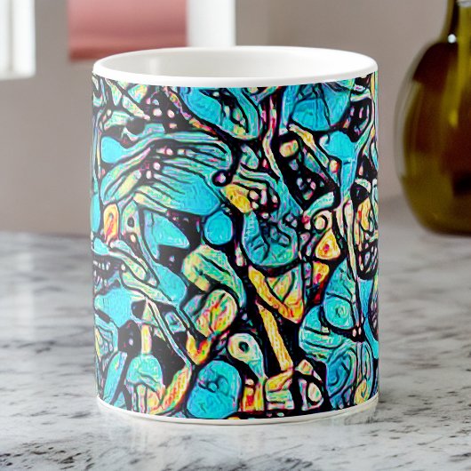 Blue Floral Modern Art Cup Kaffeetasse