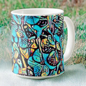 Blue Floral Modern Art Cup Kaffeetasse