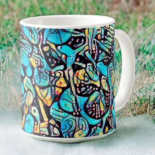 Blue Floral Modern Art Cup Kaffeetasse