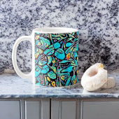 Blue Floral Modern Art Cup Kaffeetasse