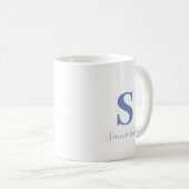 Blue Floral Monogram 60. Geburtstag Kaffeetasse (VorderseiteRechts)