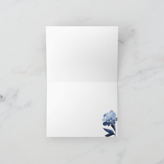 Blue Floral Monogram Couple Initials Personalisier (Innenseite)