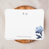 Blue Floral Monogram Couple Initials Personalisier Mitteilungskarte