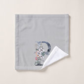 Blue Floral Monogram Initial B Gray Towel Set (Waschlappen)