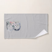 Blue Floral Monogram Initial B Gray Towel Set (Handtuch)