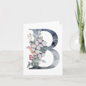 Blue Floral Monogram Initial B Karte (Vorderseite)
