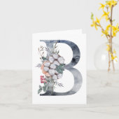 Blue Floral Monogram Initial B Karte (Gelbe Blume)