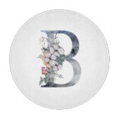 Blue Floral Monogram Initial B Schneidebrett (Vorderseite)