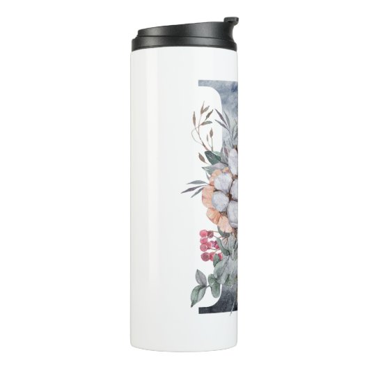 Blue Floral Monogram Initial B Thermosbecher (Nach links gedreht)