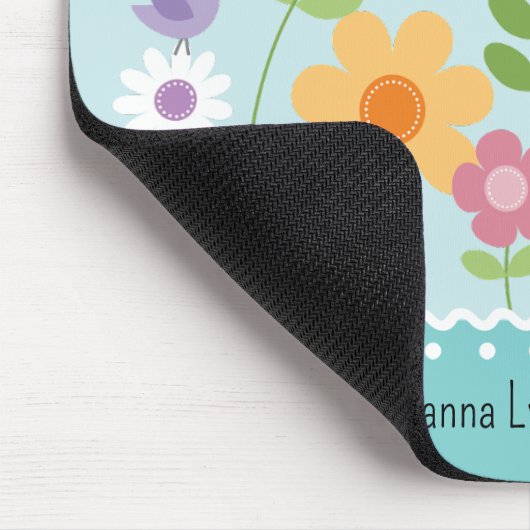 Blue Floral Monogram Mouse Pad Mousepad (Ecke)