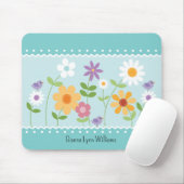 Blue Floral Monogram Mouse Pad Mousepad (Mit Mouse)