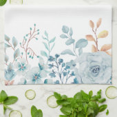 Blue Floral Monogram Name Kitchen Handtücher (Gefaltet)