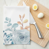 Blue Floral Monogram Name Kitchen Handtücher (Viertel Falte)