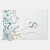Blue Floral Monogram Name Kitchen Handtücher (Horizontal)