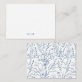 Blue Floral Monogram Stationer Mitteilungskarte (Vorne/Hinten)