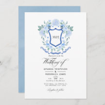 Blue Floral Monogram Wappen Wedding Foto