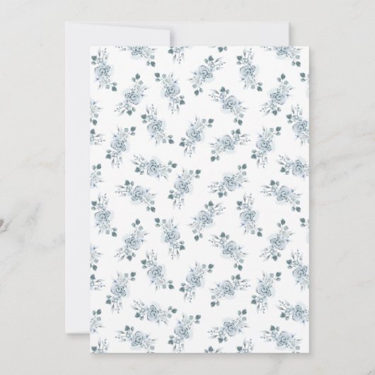 Blue Floral Monogram Wedding Einladung (Rückseite)