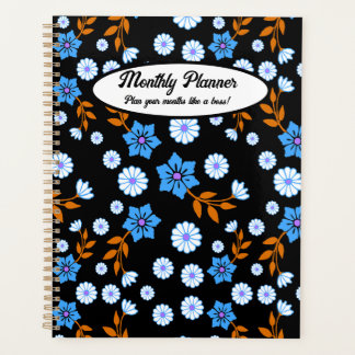 Blue Floral Monthly Planer