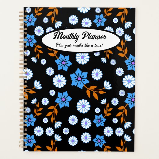 Blue Floral Monthly Planer (Vorderseite)