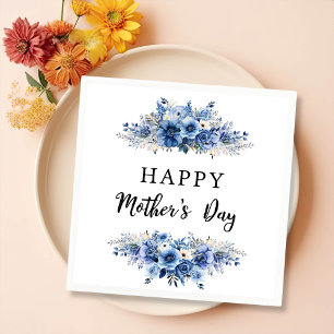 Blue Floral Mother Day Brunch Party Serviette