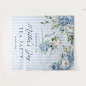 Blue Floral Mother's Day Tea Party Backdrop Wandteppich (Vorderseite (Horizontal))