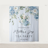 Blue Floral Mother's Day Tea Party Backdrop Wandteppich (Vorderseite)