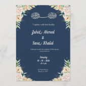 Blue Floral muslim wedding invitation Editable Einladung (Vorderseite)