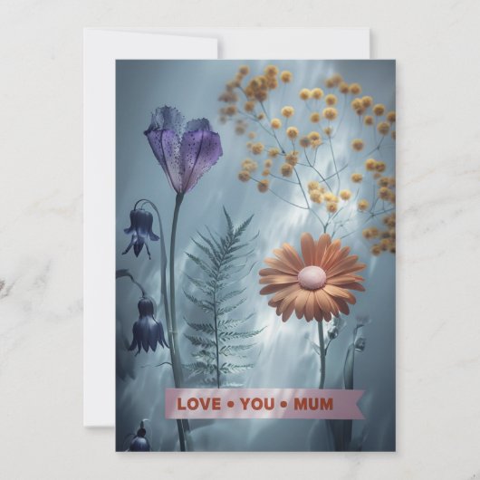 Blue Floral Mütter Day Card Einladung (Vorderseite)