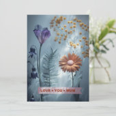 Blue Floral Mütter Day Card Einladung (Stehend Vorderseite)