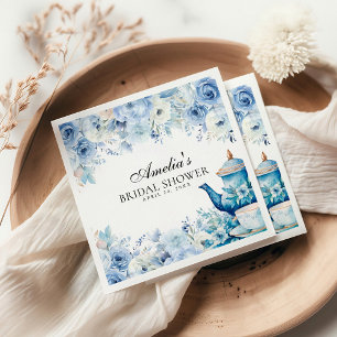 Blue Floral Nachmittag Tee Party Dusche Serviette
