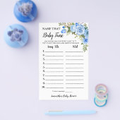 Blue Floral Name Baby Tune Baby Showspielkarte Flyer (Einzeln)