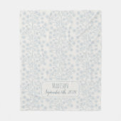 Blue Floral Name Geburtsdatum Baby Fleecedecke (Vorderseite)