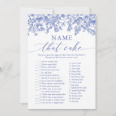 Blue Floral Name that Cake Brautparty Game Einladung (Vorderseite)