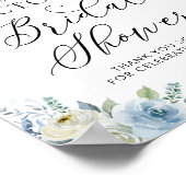 Blue Floral Nautic Brautparty Willkommen Poster (Ecke)