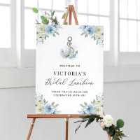 Blue Floral Nautical Bridal Luncheon Willkommen