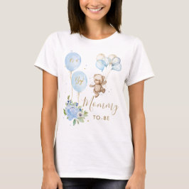 Blue Floral Niedlich Bear Boy Baby Shower Mommy zu T-Shirt