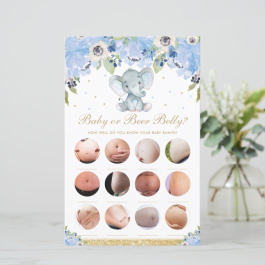 Blue Floral Niedlich Elephant Baby oder Bierbauch  (Stehend Vorderseite)