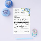 Blue Floral Note for Couple Wedeption Reception Ca Flyer (Einzeln)