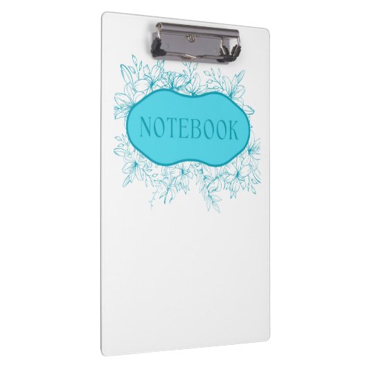 Blue Floral Notebook Cover Klemmbrett (Rechts)