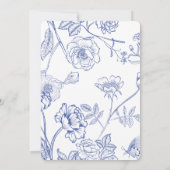 Blue Floral Oh Boy Baby Dusche Einladung (Rückseite)