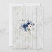 Blue Floral on Wood Wedding Invitation Einladung (Rückseite)